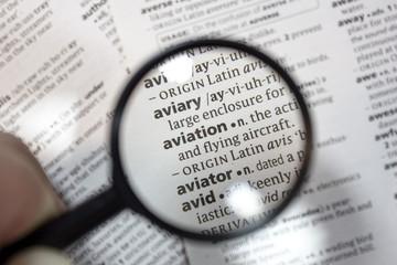 The word of phrase - aviation - in a dictionary.