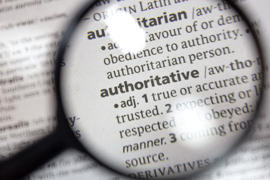 The word of phrase - authoritative - in a dictionary.
