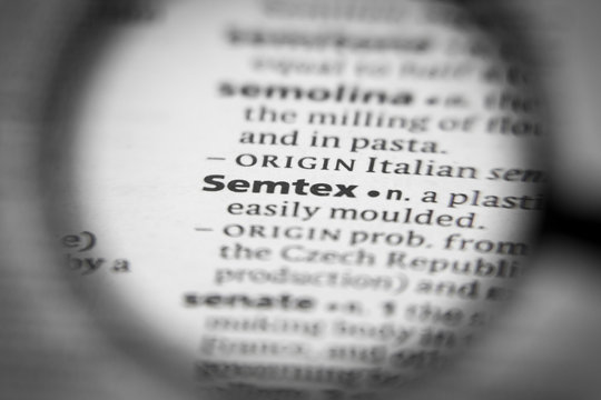 Word or phrase Semtex in a dictionary.