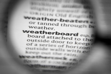 Word or phrase weatherboard in a dictionary.