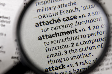 The word or phrase attachment in a dictionary.