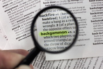 The word or phrase backgammon in a dictionary.