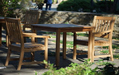 Fototapeta premium table and chairs in the garden