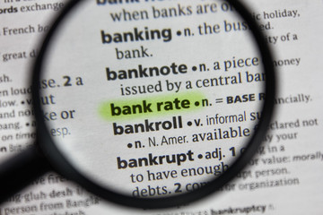 The word or phrase bank rate in a dictionary.