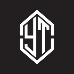 YT Logo monogram with hexagon shape and outline slice style with black and white