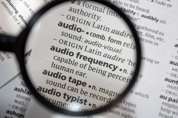 The word of phrase - audio frequency - in a dictionary.