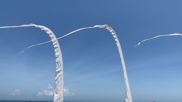 Balinese Traditional Flag on Nusa Dua Beach, Bali Island