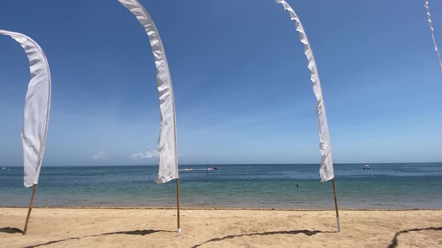 Balinese Traditional Flag on Nusa Dua Beach, Bali Island