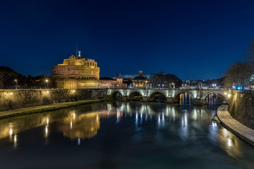 Castel Sant'Angelo and Tiber river in Rome Italy