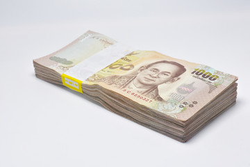 Thai bath banknote Thai money on white background