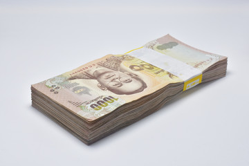 Thai bath banknote Thai money on white background