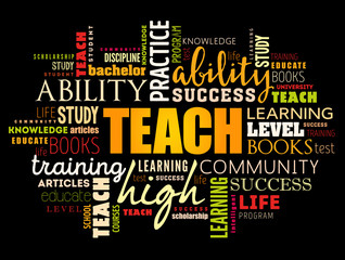 TEACH word cloud collage, education concept background