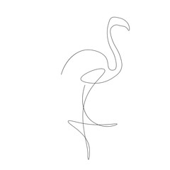 Flamingo bird one line drawing vector illustration