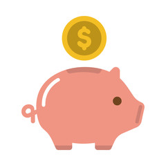 Piggy bank, saving money, investment, cash vector icon illustration ( US dollar )