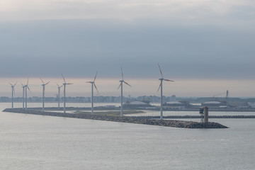 Windräder im Hafen von Zeebrügge