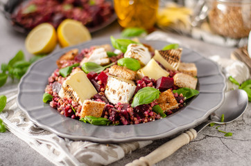 Grilled fish with salad
