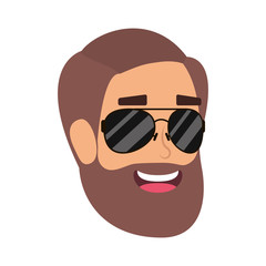 young man head with beard and sunglasses