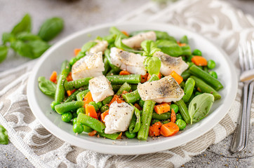 Fresh salad with roasted fish