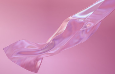 Beauty fashion smooth elegant flying pink satin cloth. Abstract 3d monochrome background.