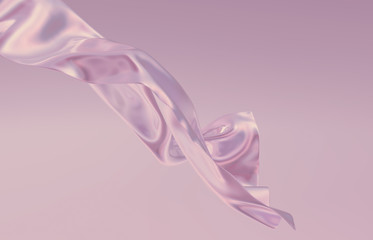 Beauty fashion smooth elegant flying pink satin cloth. Abstract 3d monochrome background.