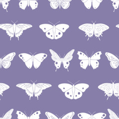 Vector purple butterflies texture seamless pattern background illustration