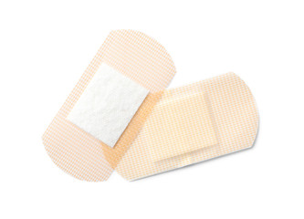 Medical sticking plasters isolated on white. First aid item