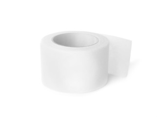 Medical sticking plaster roll isolated on white