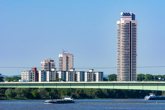 Axa office building at the  river Rhine in Cologne, Germany on May 13, 2019