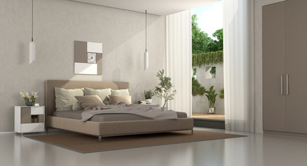 Brown and beige modern master bedroom