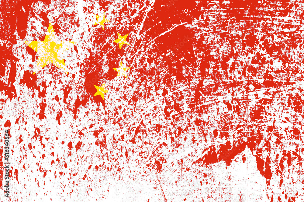 Poster Chinese flag with texture. template for design
