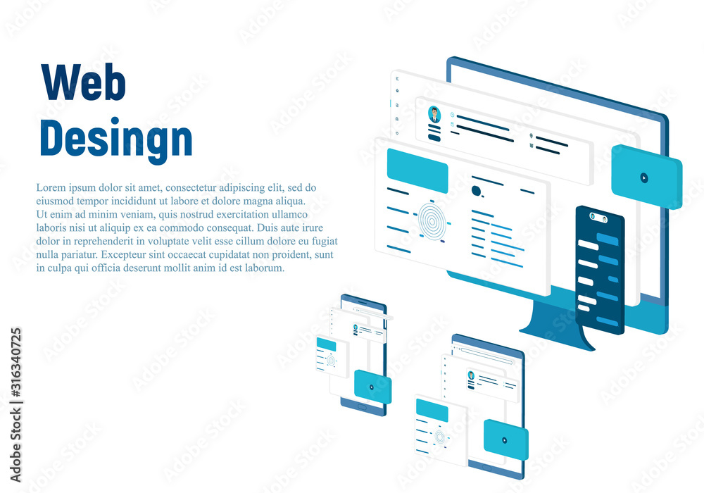 Fototapete Website template design. Modern vector illustration concept of web page design for website and mobile website development. Easy to edit and customize.
