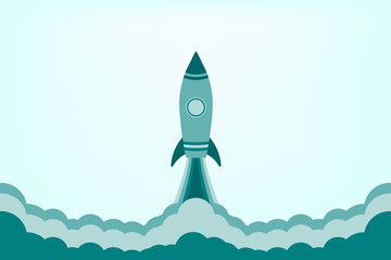 Rocket launch,ship.vector, illustration concept of business product on a market.