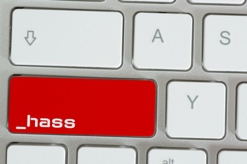 Ein PC, Tastatur und Taste für den Hass