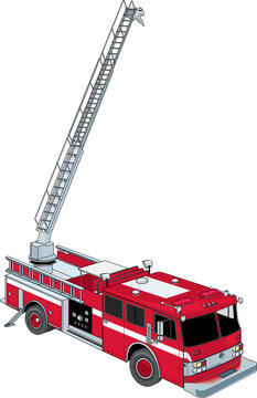 Fire Ladder Truck Vector Illustration