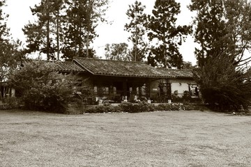 country house sepia