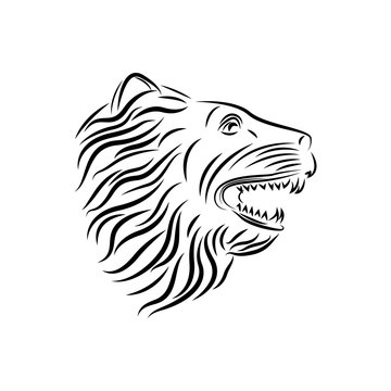 head lion line art design template