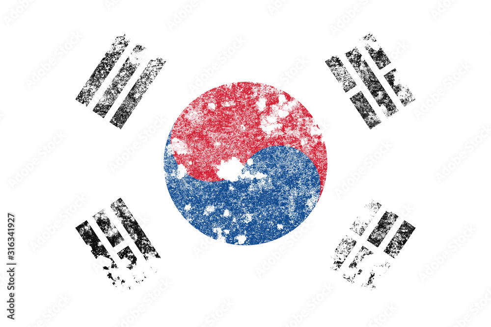 Poster national flag of south korea with texture. template for design