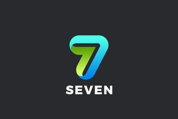 Number 7 Seven Logo design vector template Ribbon Font style Typography.