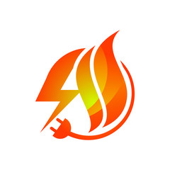 Fiery Energy Logo with Lightning Bolt and Electrical Plug Symbolizing Power