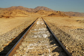railway in the desert on a dry sunny day
