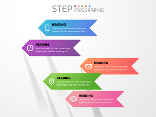 Arrow gradient color elements infographiic. Creative business data visualization.