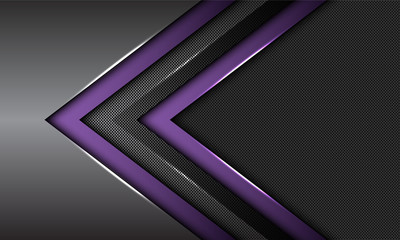 Abstract double purple dark grey metallic arrow direction with circle mesh blank space design modern futuristic background vector illustration.