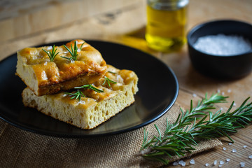 Home Cooked Focaccia Bread with Rosemary Herbs
