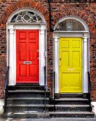 Fototapeta na wymiar Colorful, Neighboring Doors in Liverpool