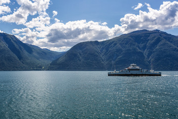 The ferry on the fjord in Norway