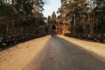Fototapeta premium Ancient ruins Wat sunrise at Siem Reap Cambodia
