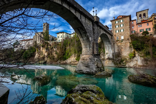 Cividale del Friuli devil`s bridge and Natisone river, Udine, Friuli Venezia Giulia, Italy