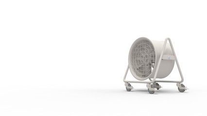 3d rendering of a industrial large portable air fan isolated in white background