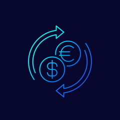 dollar to euro exchange linear icon