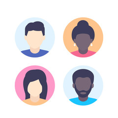 Avatars, default photo placeholder, multiracial profile pictures